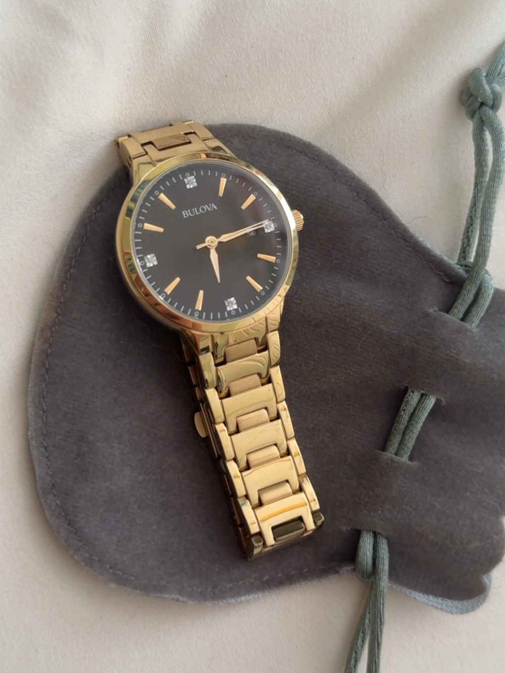 Bulova Gold Watch with Diamonds